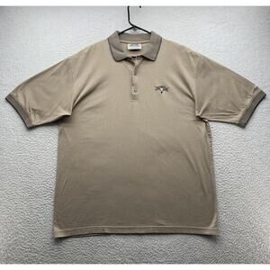VTG Slazenger Bulls Bay‎ Golf Polo Shirt Mens Large L Relaxed Fit Beige Striped